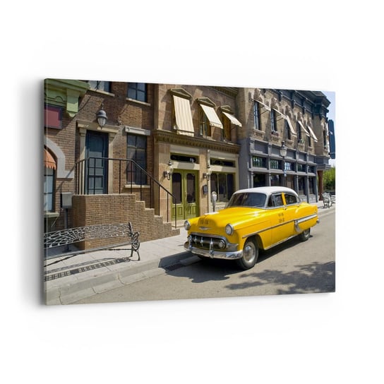 Obraz na płótnie - Dawno temu w Ameryce - 120x80cm - Miasto Taxi Nowy Jork - Nowoczesny obraz na ścianę do salonu do sypialni ARTTOR ARTTOR
