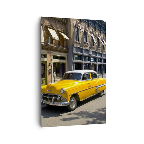 Obraz na płótnie - Dawno temu w Ameryce - 80x120cm - Miasto Taxi Nowy Jork - Nowoczesny obraz na ścianę do salonu do sypialni ARTTOR ARTTOR
