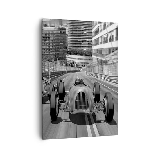Obraz na płótnie - Dawno temu w Monte Carlo - 50x70cm - Motoryzacja Wyścig Vintage - Nowoczesny Canvas obraz do salonu do sypialni ARTTOR ARTTOR