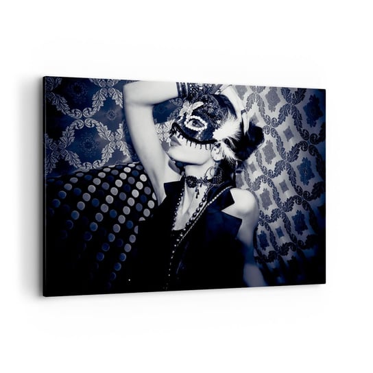 Obraz na płótnie - Dekoracje, ozdoby, desenie... - 100x70cm - Kobieta Maska Wenecka Modelka - Nowoczesny foto obraz w ramie do salonu do sypialni ARTTOR ARTTOR