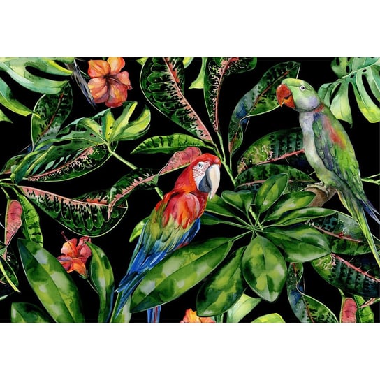 Obraz na płótnie DEKORIA Tropical Birds, zielono-czarny, 100x70 cm Dekoria