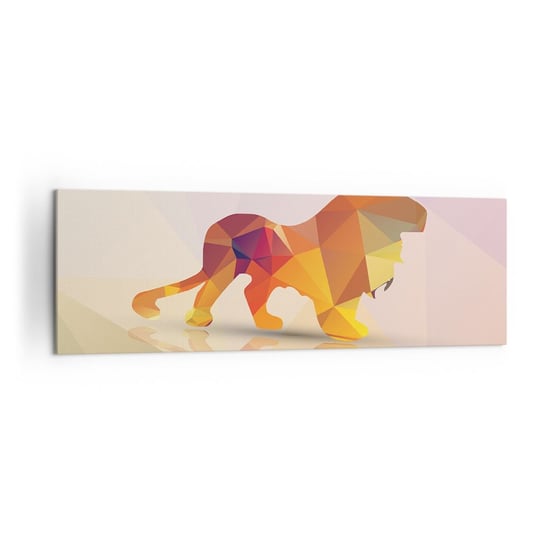 Obraz na płótnie - Diamentowy król - 160x50cm - Zwierzęta Lew Figura Geometryczna - Nowoczesny foto obraz w ramie do salonu do sypialni ARTTOR ARTTOR