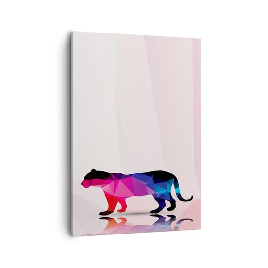 Obraz na płótnie - Dimentowa pantera - 50x70cm - Zwierzęta Pantera Figura Geometryczna - Nowoczesny Canvas obraz do salonu do sypialni ARTTOR ARTTOR