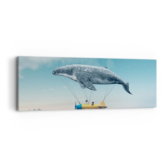 Obraz na płótnie - Dlaczego nie? - 90x30cm - Wieloryb Dzieci Samolot - Nowoczesny Canvas obraz do salonu do sypialni ARTTOR ARTTOR