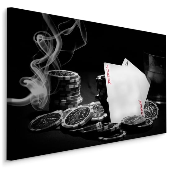 Obraz Na Płótnie Do Biura Zestaw POKEROWY Dym Żetony Karty 120cm x 80cm Muralo