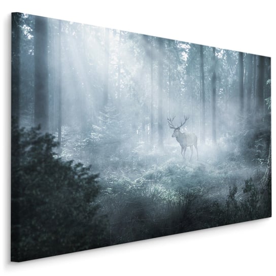 Obraz Na Płótnie Do Jadalni Las 3D Jeleń Drzewa Trawa Natura 120cm x 80cm Muralo