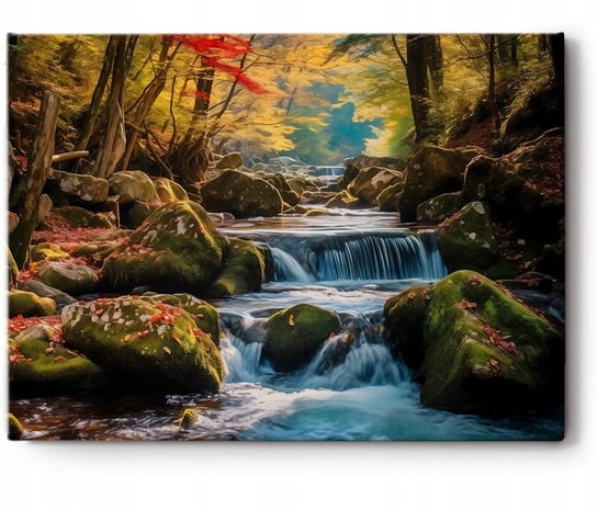 Obraz Na Płótnie do Salonu Canvas 120x80 cm Rwący leśny strumyk Decormint