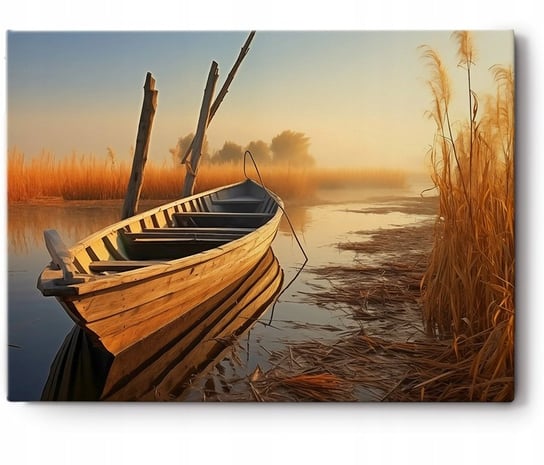 Obraz Na Płótnie do Salonu Canvas 120x80 cm Zachód słońca łódź Decormint