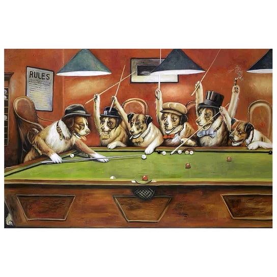 Obraz na płótnie - Dogs Playing Pool - Cassius Marcellus Coolidge - Dekoracje ścienne cm. 60x90 Legendarte