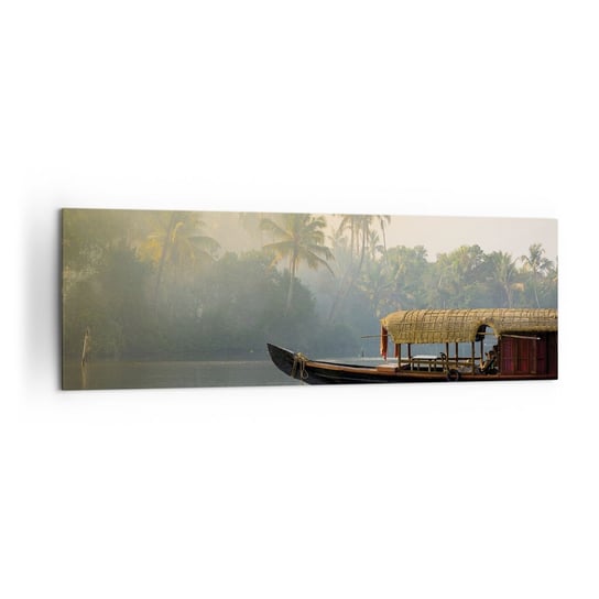 Obraz na płótnie - Dom na rzece - 160x50cm - Indie Krajobraz Rzeka - Nowoczesny foto obraz w ramie do salonu do sypialni ARTTOR ARTTOR