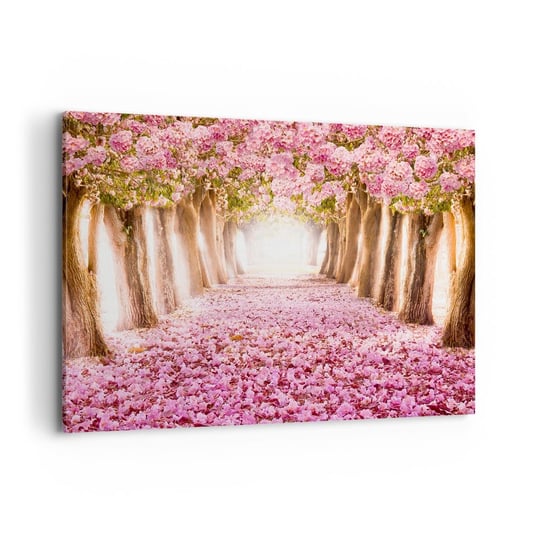 Obraz na płótnie - Droga do raju - 100x70cm - Krajobraz Kwiaty Drzewo - Nowoczesny foto obraz w ramie do salonu do sypialni ARTTOR ARTTOR