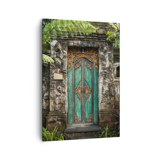 Obraz na płótnie - Drzwi do egzotycznego świata - 50x70cm - Drzwi Z Ornamentem Architektura Tajemnica - Nowoczesny Canvas obraz do salonu do sypialni ARTTOR ARTTOR