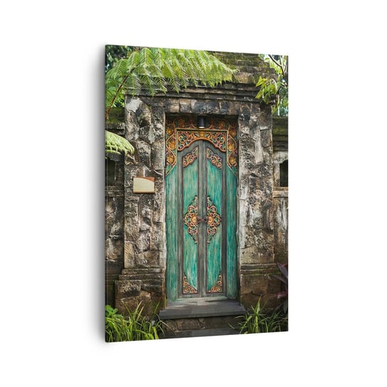 Obraz na płótnie - Drzwi do egzotycznego świata - 70x100cm - Drzwi Z Ornamentem Architektura Tajemnica - Nowoczesny foto obraz w ramie do salonu do sypialni ARTTOR ARTTOR