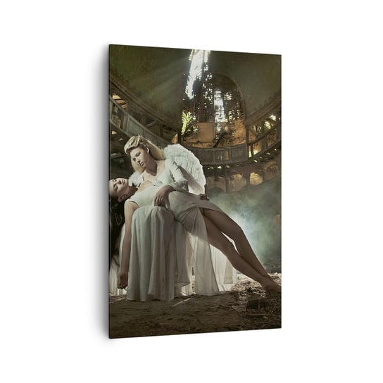 Obraz na płótnie - Duch starego teatru - 80x120cm - Kobieta Anioł Sztuka - Nowoczesny obraz na ścianę do salonu do sypialni ARTTOR ARTTOR