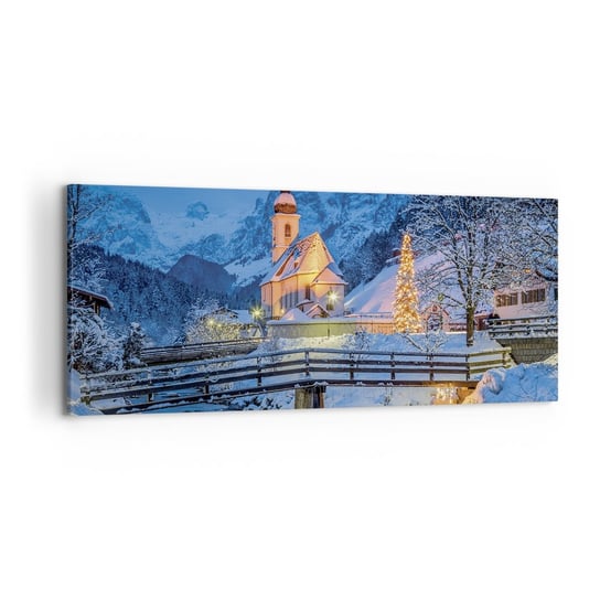 Obraz na płótnie - Duch Świąt - 120x50cm - Krajobraz Górski Alpy Góry - Nowoczesny obraz na ścianę do salonu do sypialni ARTTOR ARTTOR