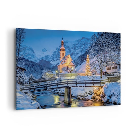 Obraz na płótnie - Duch Świąt - 120x80cm - Krajobraz Górski Alpy Góry - Nowoczesny obraz na ścianę do salonu do sypialni ARTTOR ARTTOR