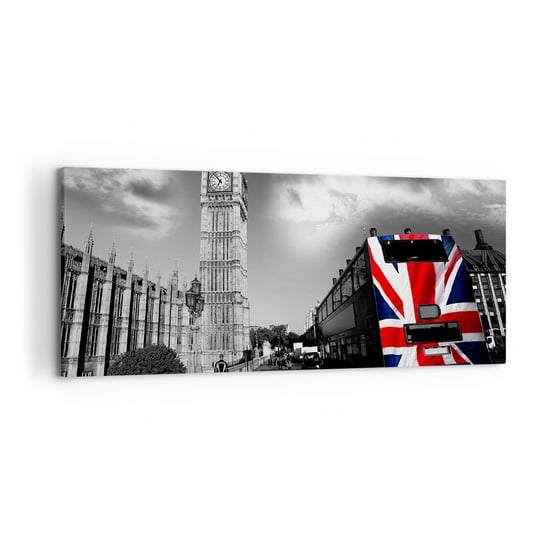 Obraz na płótnie - Dumna i wielka - 120x50cm - Miasto Londyn Londyński Autobus - Nowoczesny obraz na ścianę do salonu do sypialni ARTTOR ARTTOR