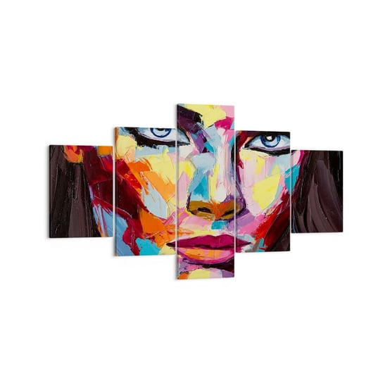 Obraz na płótnie - Dusza też kolorowa - 125x70 cm - Obraz nowoczesny - Portret Kobiety, Twarz, Sztuka, Kobieta, Pastelowe Kolory - EA125x70-3471 ARTTOR