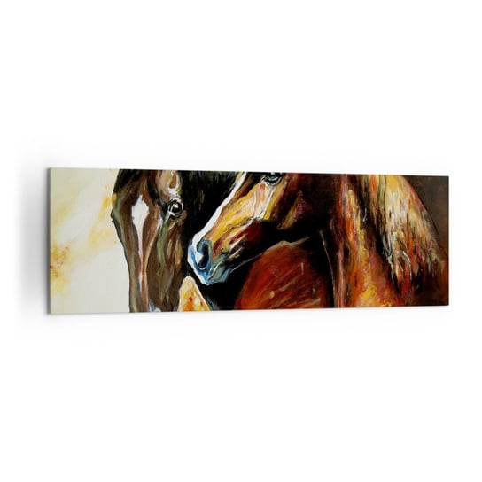 Obraz na płótnie - Dwa razy więcej wdzięku - 160x50cm - Zwierzęta Konie Natura - Nowoczesny foto obraz w ramie do salonu do sypialni ARTTOR ARTTOR
