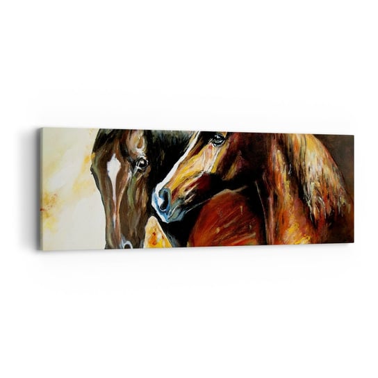 Obraz na płótnie - Dwa razy więcej wdzięku - 90x30cm - Zwierzęta Konie Natura - Nowoczesny Canvas obraz do salonu do sypialni ARTTOR ARTTOR