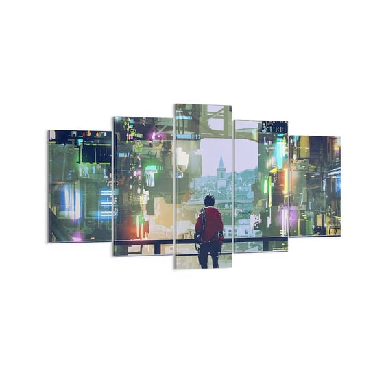 Obraz na płótnie - Dwa światy - 160x85 cm - Obraz nowoczesny - Miasto, Architektura, Abstrakcja, Most, Przyszłość - EA160x85-4017 ARTTOR