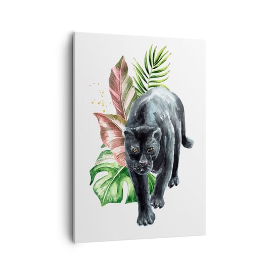 Obraz na płótnie - Dzikość serca - 50x70cm - Czarna Pantera Zwierzęta Natura - Nowoczesny Canvas obraz do salonu do sypialni ARTTOR ARTTOR