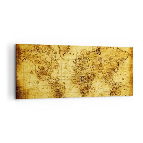 Obraz na płótnie - Dziwny jest ten świat - 120x50cm - Mapa Świata Kontynenty Vinatge - Nowoczesny obraz na ścianę do salonu do sypialni ARTTOR ARTTOR