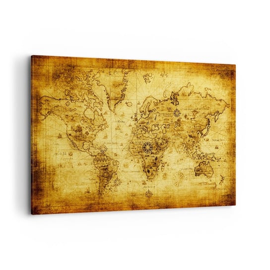 Obraz na płótnie - Dziwny jest ten świat - 120x80cm - Mapa Świata Kontynenty Vinatge - Nowoczesny obraz na ścianę do salonu do sypialni ARTTOR ARTTOR