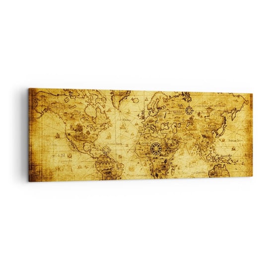 Obraz na płótnie - Dziwny jest ten świat - 140x50cm - Mapa Świata Kontynenty Vinatge - Nowoczesny Canvas obraz do salonu do sypialni ARTTOR ARTTOR