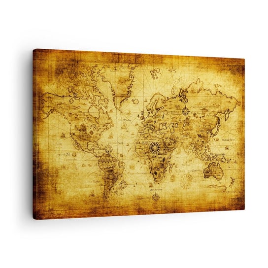 Obraz na płótnie - Dziwny jest ten świat - 70x50cm - Mapa Świata Kontynenty Vinatge - Nowoczesny Canvas obraz do salonu do sypialni ARTTOR ARTTOR