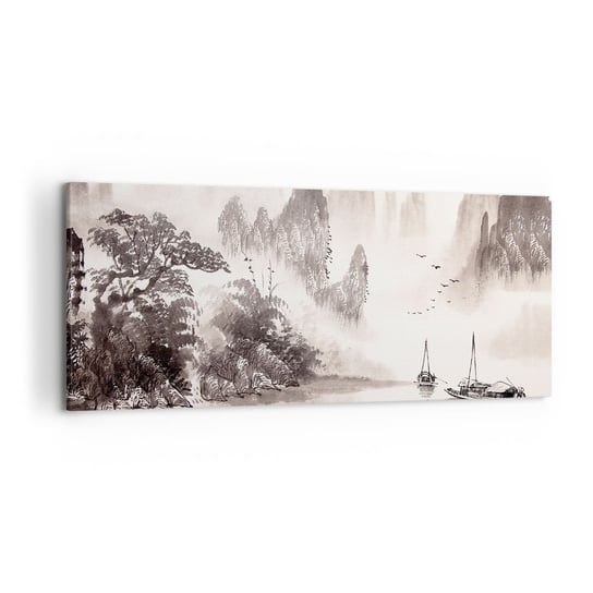 Obraz na płótnie - Egzotyczna codzienność Wschodu - 120x50cm - Krajobraz Azja Sepia - Nowoczesny obraz na ścianę do salonu do sypialni ARTTOR ARTTOR