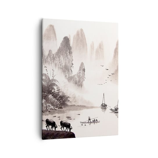 Obraz na płótnie - Egzotyczna codzienność Wschodu - 50x70cm - Krajobraz Azja Sepia - Nowoczesny Canvas obraz do salonu do sypialni ARTTOR ARTTOR