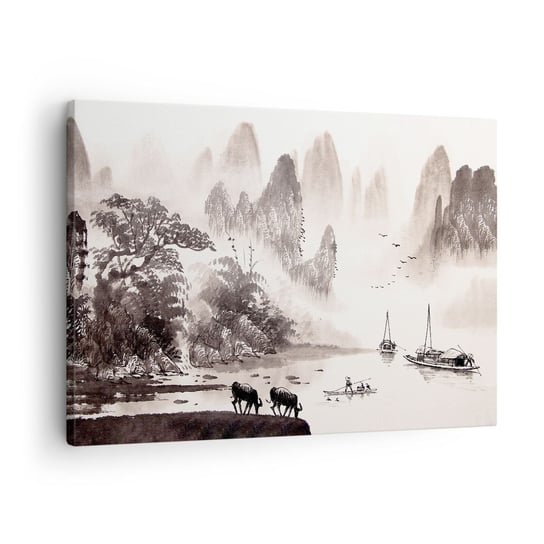 Obraz na płótnie - Egzotyczna codzienność Wschodu - 70x50cm - Krajobraz Azja Sepia - Nowoczesny Canvas obraz do salonu do sypialni ARTTOR ARTTOR
