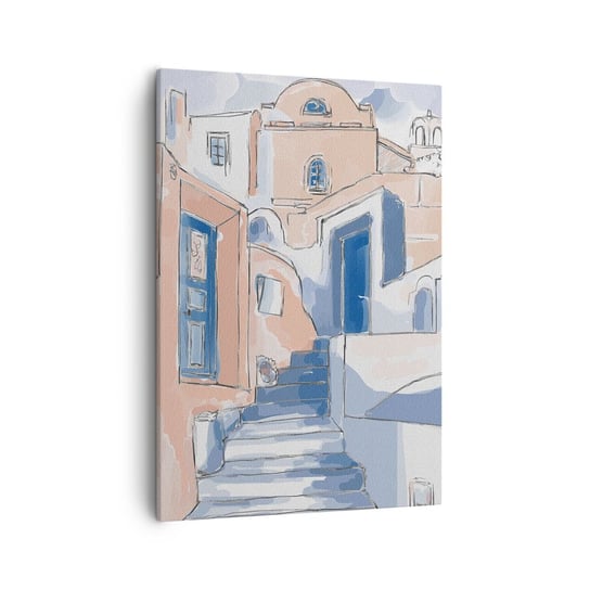 Obraz na płótnie - Egzotyczne miasto - 50x70cm - Architektura Grecja Budynki - Nowoczesny Canvas obraz do salonu do sypialni ARTTOR ARTTOR
