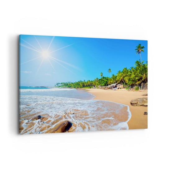 Obraz na płótnie - Egzotyczne miejsce dla ciebie - 100x70 cm - Obraz nowoczesny - Krajobraz, Morze, Rajska Plaża, Podróże, Słońce - AA100x70-2391 ARTTOR