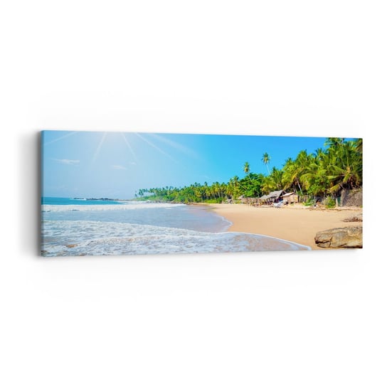 Obraz na płótnie - Egzotyczne miejsce dla ciebie - 90x30cm - Krajobraz Morze Rajska Plaża - Nowoczesny Canvas obraz do salonu do sypialni ARTTOR ARTTOR