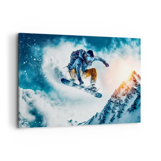 Obraz na płótnie - Ekstremalne emocje - 100x70cm - Snowboard Sport Zima - Nowoczesny foto obraz w ramie do salonu do sypialni ARTTOR ARTTOR