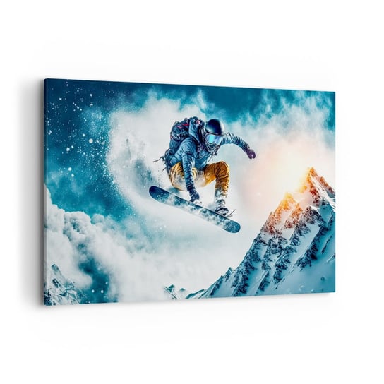 Obraz na płótnie - Ekstremalne emocje - 120x80cm - Snowboard Sport Zima - Nowoczesny obraz na ścianę do salonu do sypialni ARTTOR ARTTOR