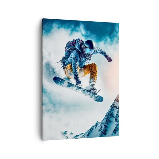 Obraz na płótnie - Ekstremalne emocje - 50x70cm - Snowboard Sport Zima - Nowoczesny Canvas obraz do salonu do sypialni ARTTOR ARTTOR