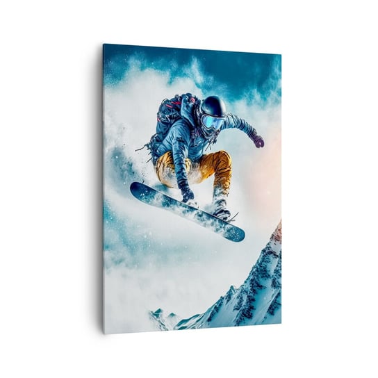 Obraz na płótnie - Ekstremalne emocje - 70x100cm - Snowboard Sport Zima - Nowoczesny foto obraz w ramie do salonu do sypialni ARTTOR ARTTOR