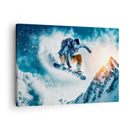 Obraz na płótnie - Ekstremalne emocje - 70x50cm - Snowboard Sport Zima - Nowoczesny Canvas obraz do salonu do sypialni ARTTOR ARTTOR