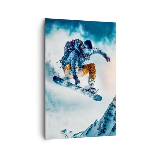 Obraz na płótnie - Ekstremalne emocje - 80x120cm - Snowboard Sport Zima - Nowoczesny obraz na ścianę do salonu do sypialni ARTTOR ARTTOR