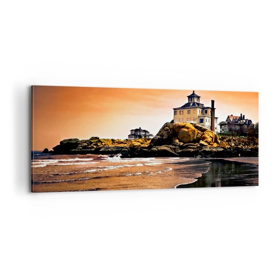 Obraz na płótnie - Elegancja zachodniego wybrzeża - 100x40cm - Krajobraz Morze Klif - Nowoczesny foto obraz w ramie do salonu do sypialni ARTTOR ARTTOR