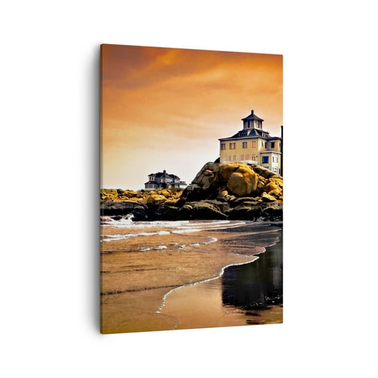 Obraz na płótnie - Elegancja zachodniego wybrzeża - 50x70cm - Krajobraz Morze Klif - Nowoczesny Canvas obraz do salonu do sypialni ARTTOR ARTTOR