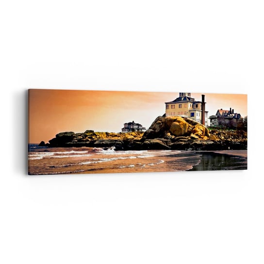 Obraz na płótnie - Elegancja zachodniego wybrzeża - 90x30cm - Krajobraz Morze Klif - Nowoczesny Canvas obraz do salonu do sypialni ARTTOR ARTTOR