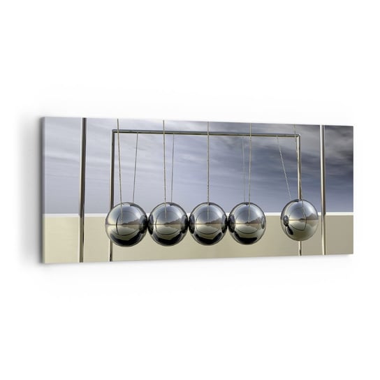 Obraz na płótnie - Energia świata - 120x50cm - Wahadło Newtona Fizyka Abstrakcja - Nowoczesny obraz na ścianę do salonu do sypialni ARTTOR ARTTOR