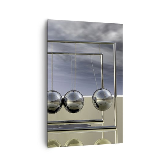 Obraz na płótnie - Energia świata - 80x120cm - Wahadło Newtona Fizyka Abstrakcja - Nowoczesny obraz na ścianę do salonu do sypialni ARTTOR ARTTOR