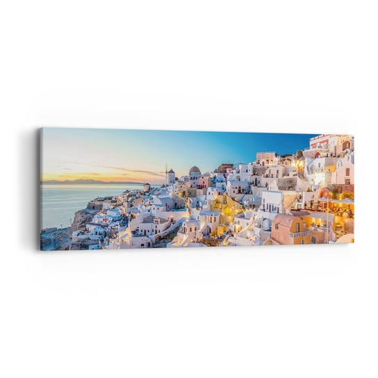 Obraz na płótnie - Esencja greckości - 90x30cm - Santorini Architektura Grecja - Nowoczesny Canvas obraz do salonu do sypialni ARTTOR ARTTOR