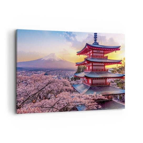 Obraz na płótnie - Esencja japońskiego ducha - 100x70cm - Krajobraz Fudżi Choreito - Nowoczesny foto obraz w ramie do salonu do sypialni ARTTOR ARTTOR