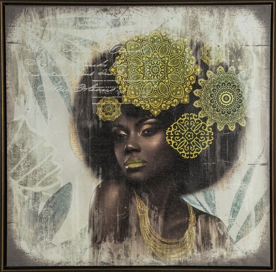 Obraz Na Płótnie Etno Afrykańska Kobieta 60X60 Brązowy + Złoty Eurofirany
